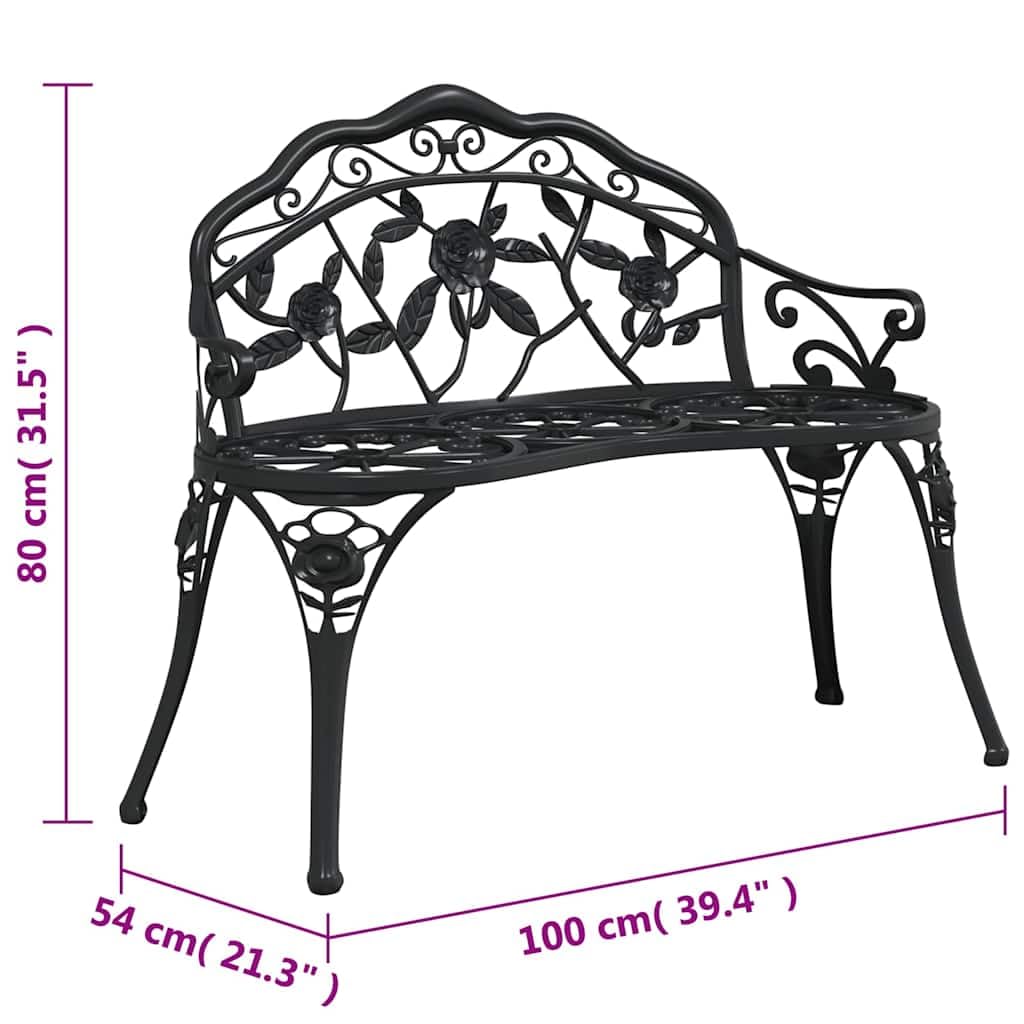 Cast Aluminum Black Patio Bench X54359