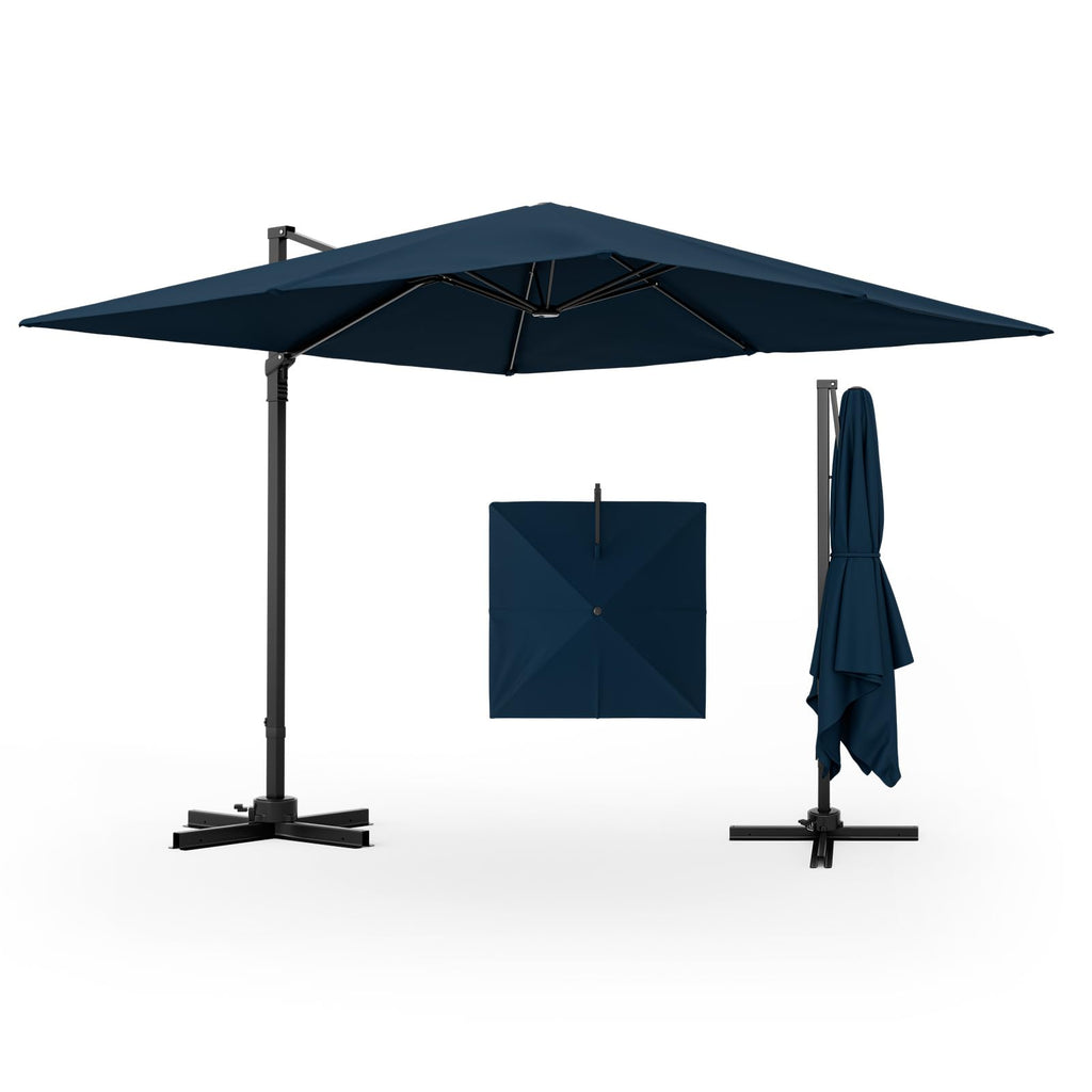 9.5 FT Square Cantilever Patio Umbrella with Cross Base D91731