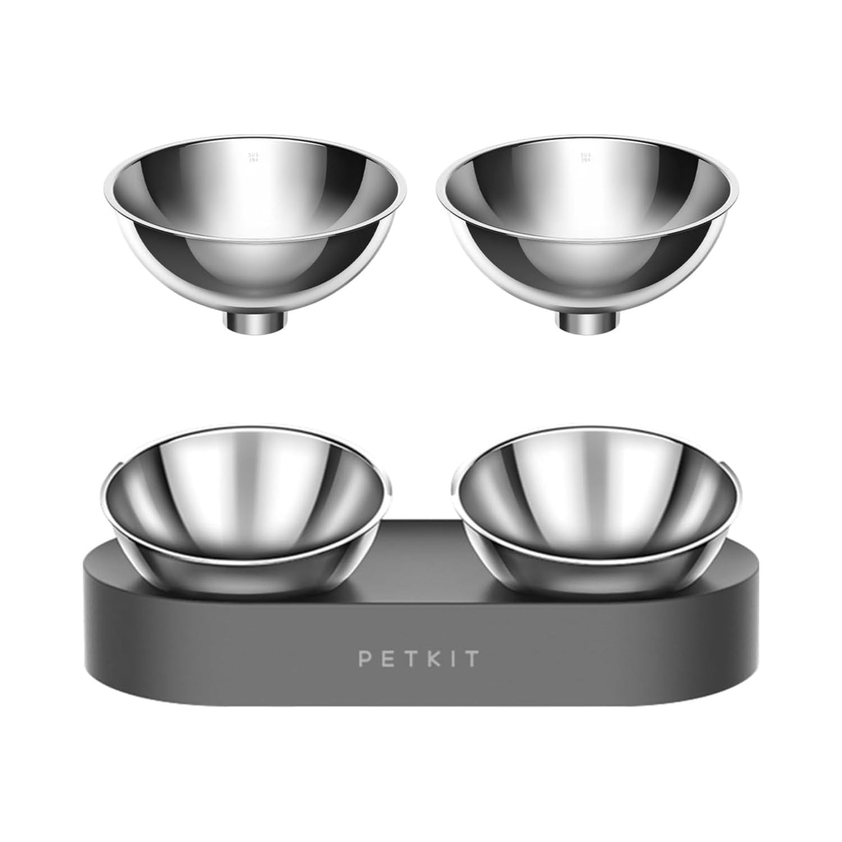 Elevated Dog Cat Bowl with 2 Stainless Steel Bowls W768968