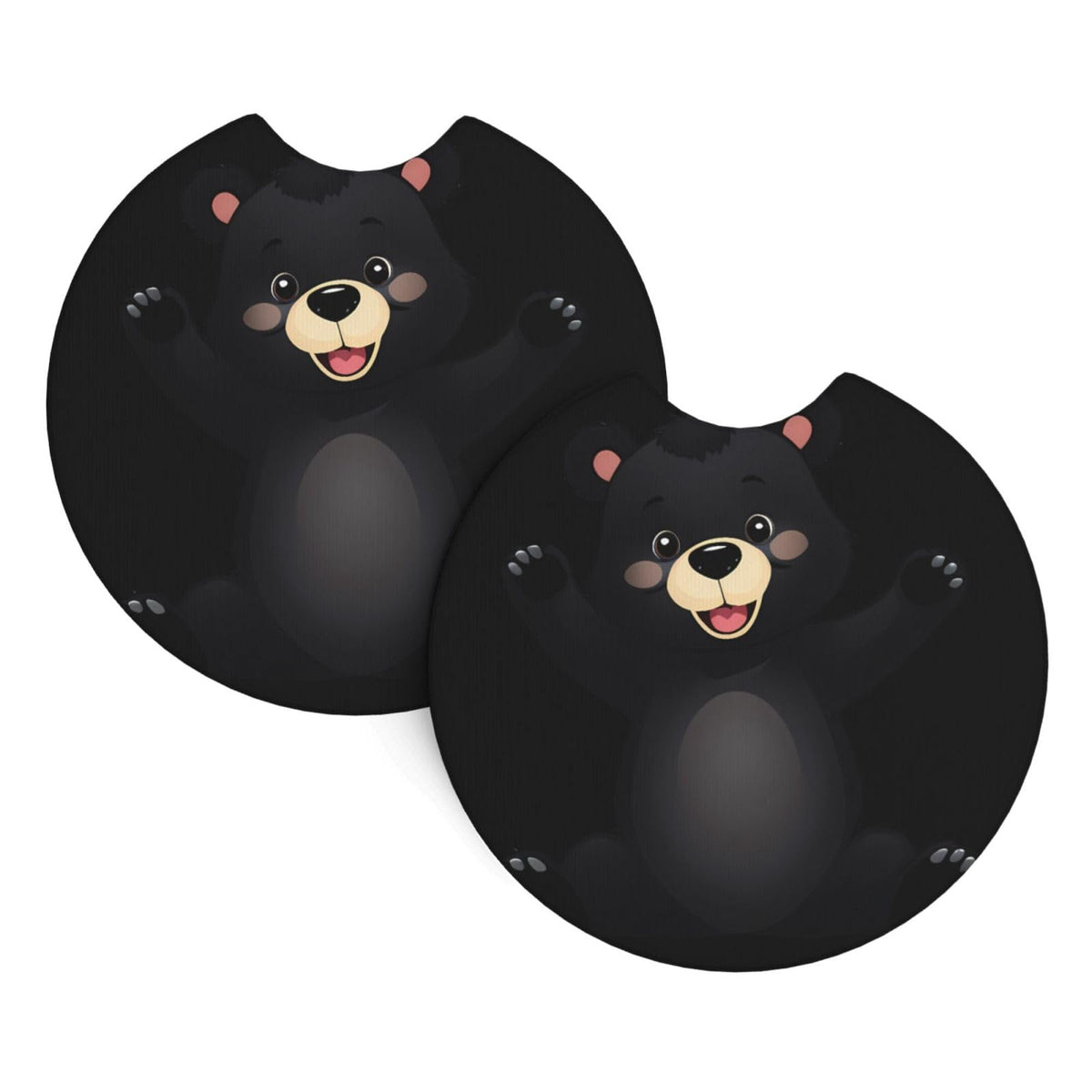 Black Bear Car Coaster Set of 2 E490