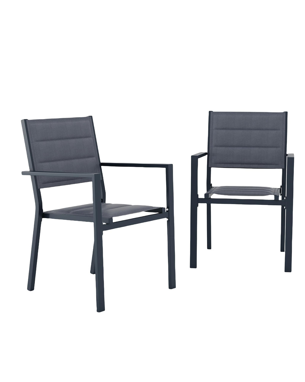 Aluminum Stackable Patio Dining Chairs Set of 2 Dark Grey L671727