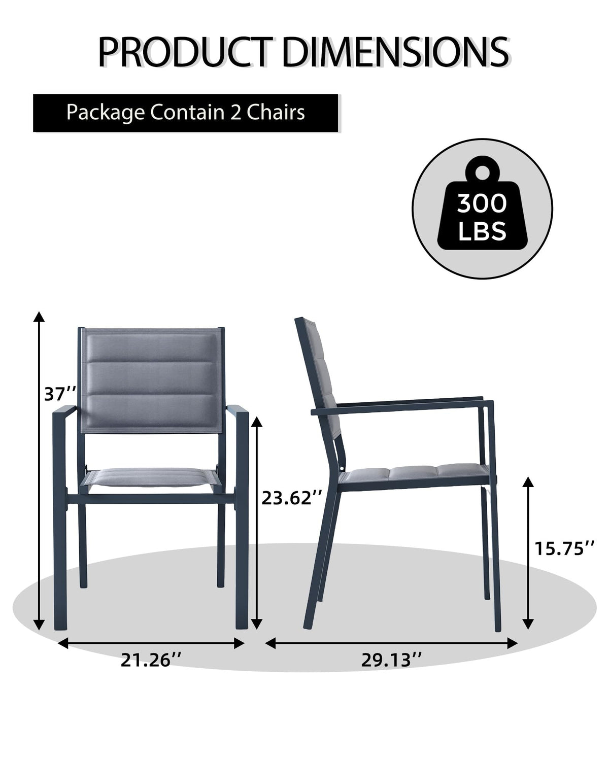 Aluminum Stackable Patio Dining Chairs Set of 2 Dark Grey L671727