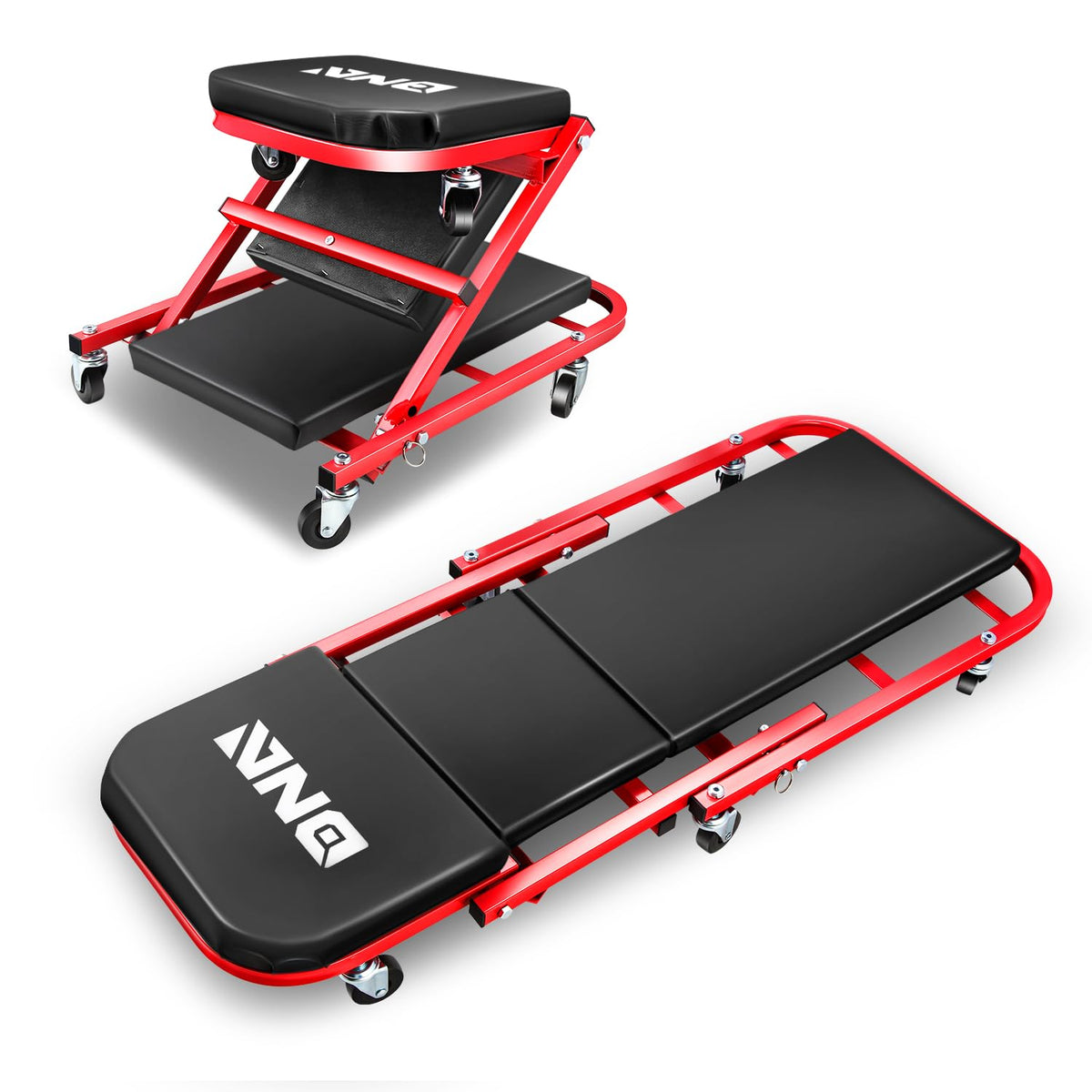 40 Inches 2 IN 1 Rolling Folding Car Creeper/Seat Red A780340