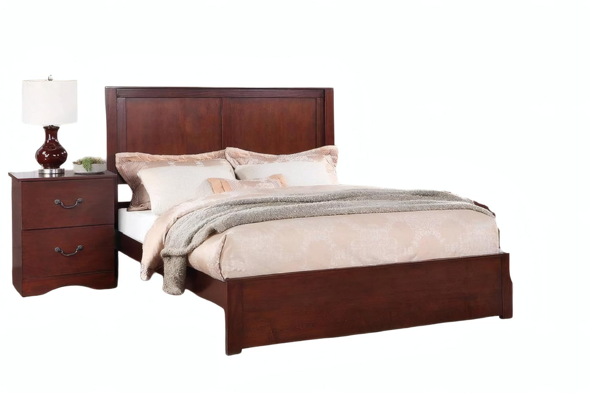 California King Bed Frame with Two Panel Headboard J79493