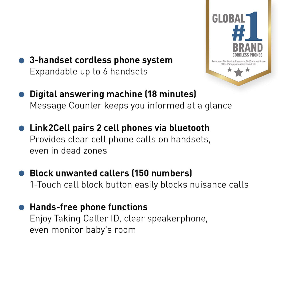 Expandable Cordless Phone System with Answering Machine, 3 Handsets E427789