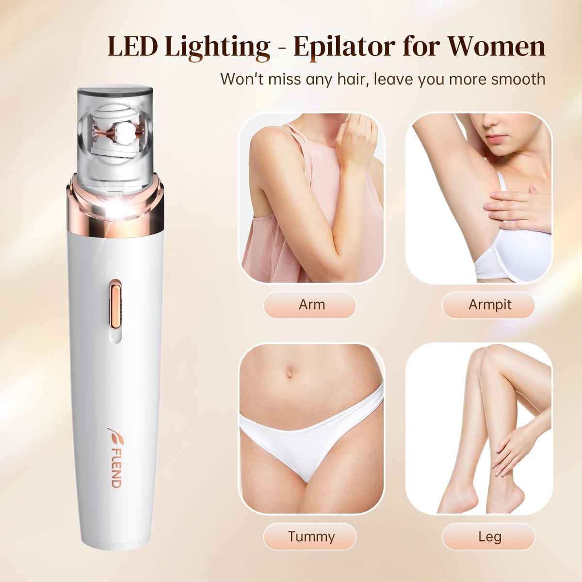 2-in-1 Facial Hair Removal Epilator with LED Light O13235
