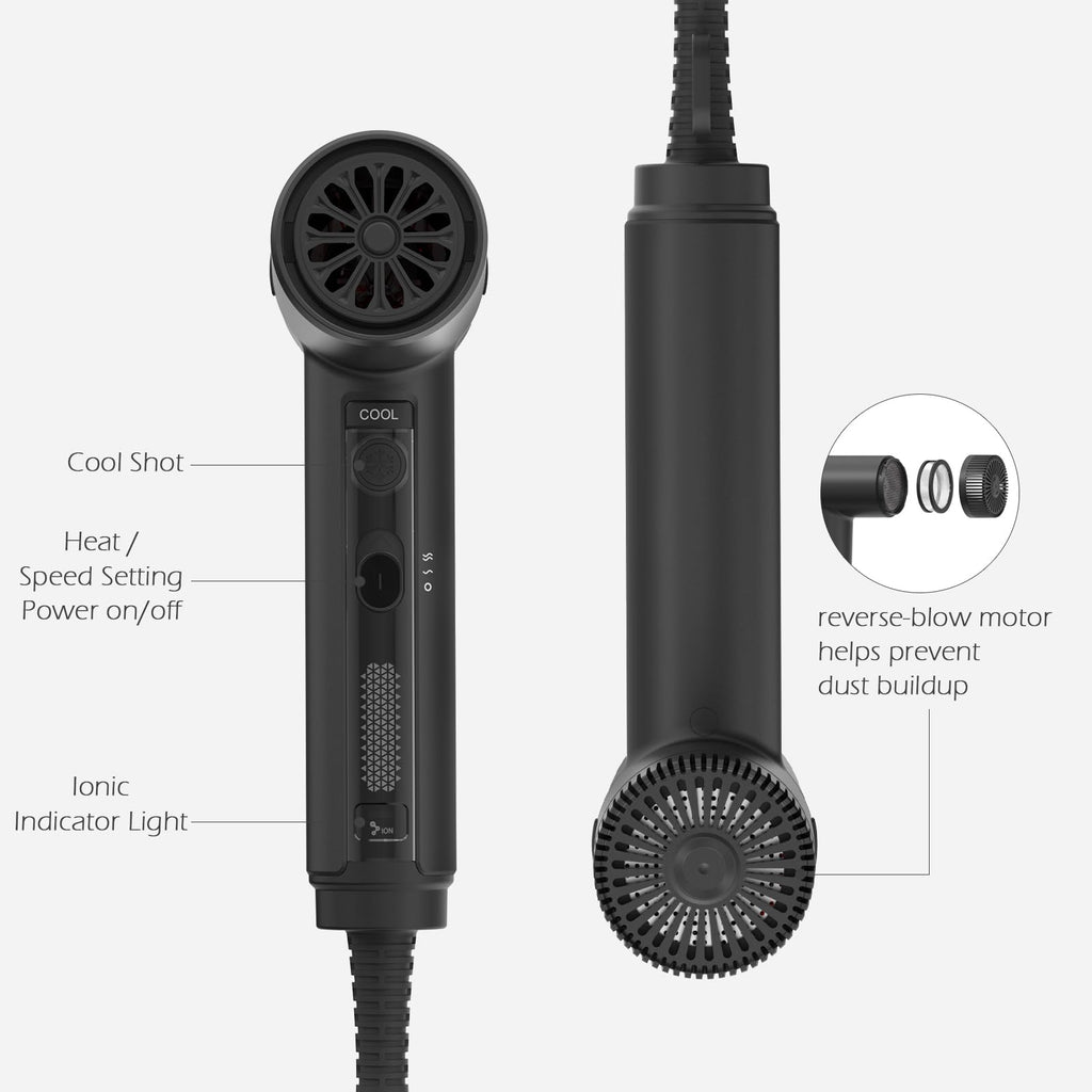 1875W Ionic Hair Dryer with 3 Attachments W1209