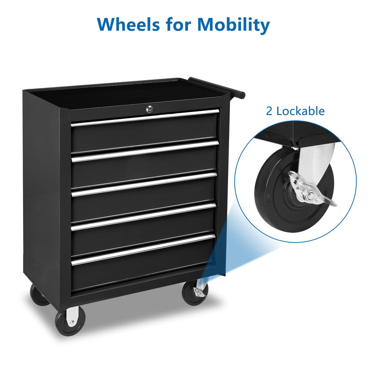 5 Drawer Rolling Tool Chest with Lock P623