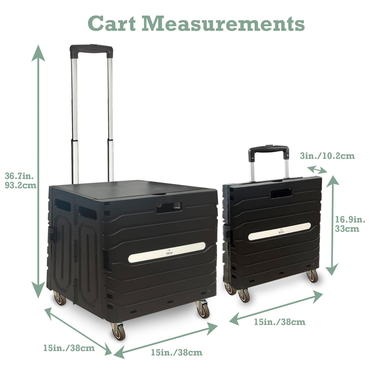 Collapsible Folding Utility Cart with 360° Wheels, Black W79665