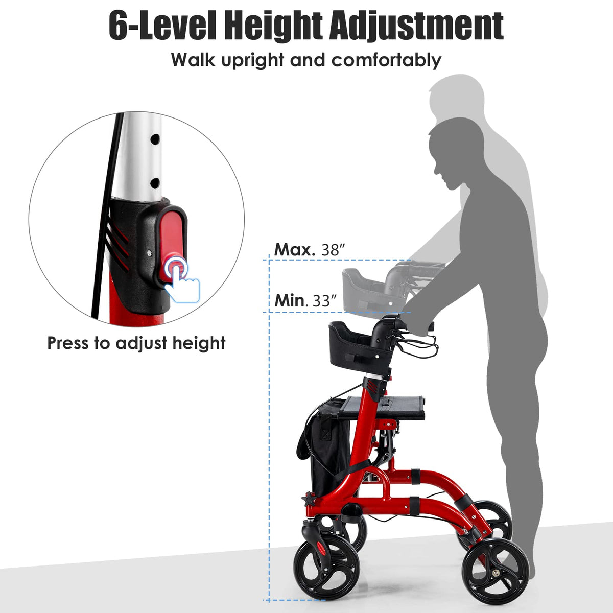 2-in-1 Aluminum Rollator Walker with Seat T741534