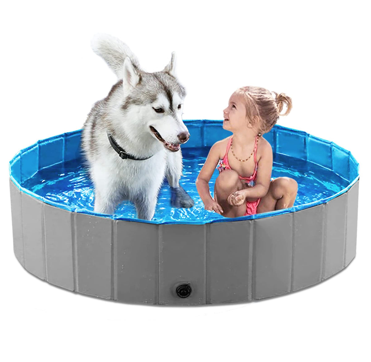 Foldable Dog Pet Bath Pool Collapsible 48" Grey X145