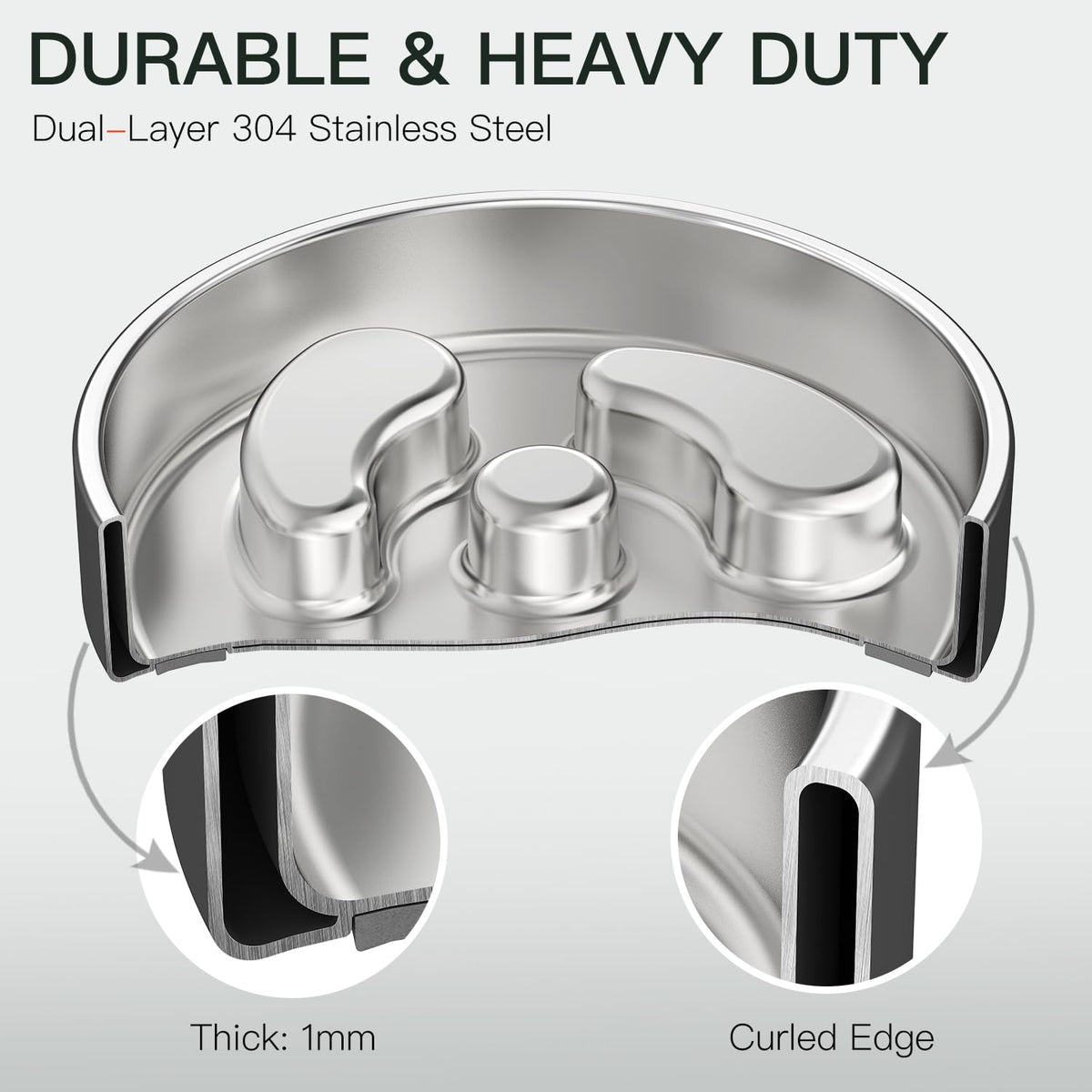 Slow Feeder Dog Bowl 304 Stainless Steel Non-Slip X1351