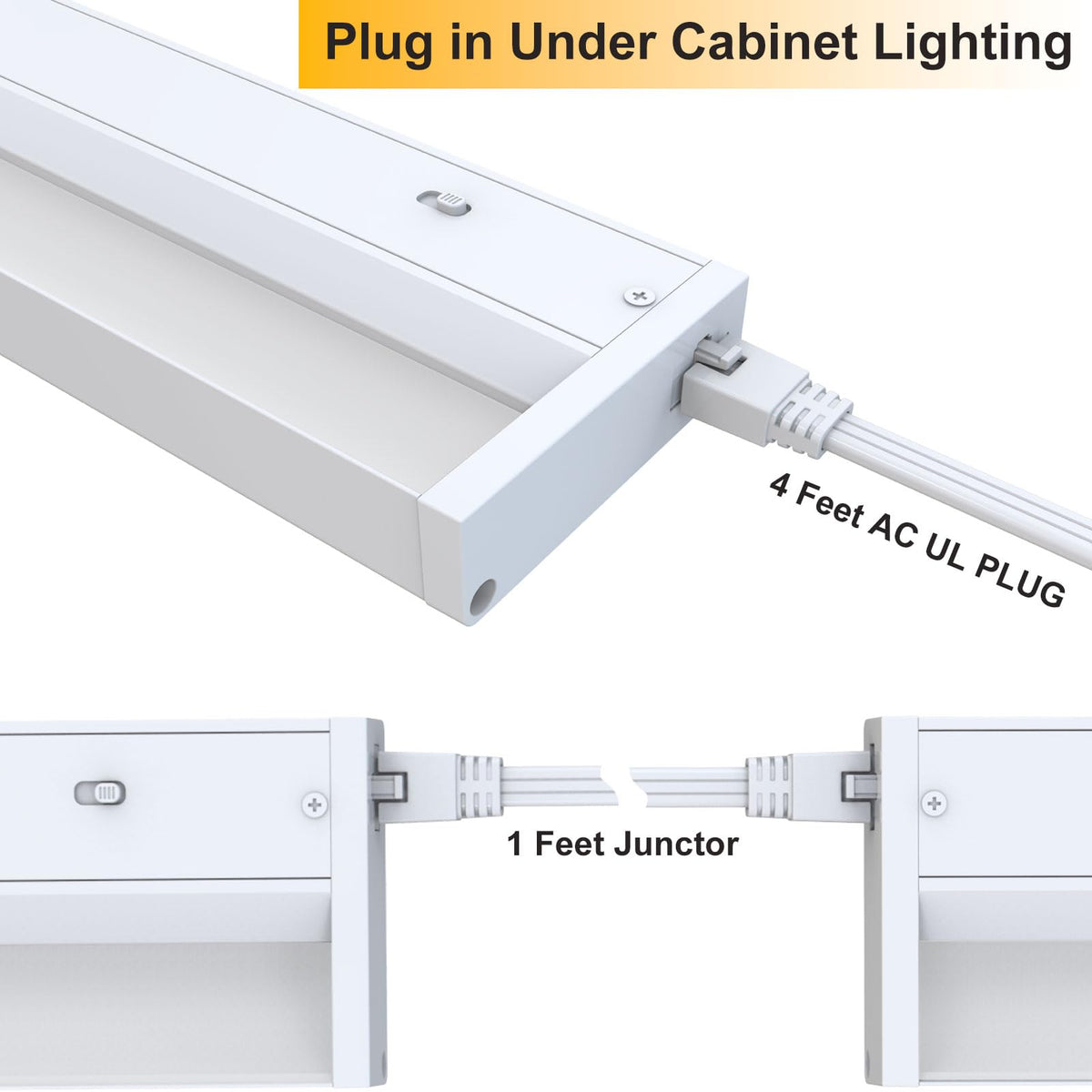 24 Inch LED Under Cabinet Lighting, 3 Color Temperatures, 1200LM Linkable H913