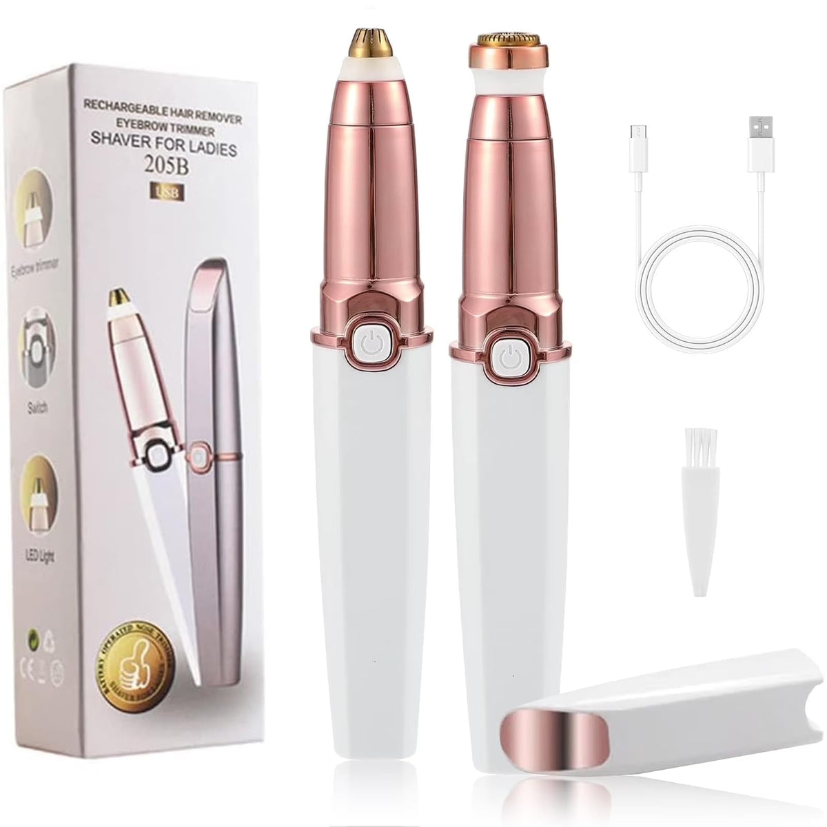2 in 1 Rechargeable Facial Hair Trimmer and Eyebrow Shaver B434