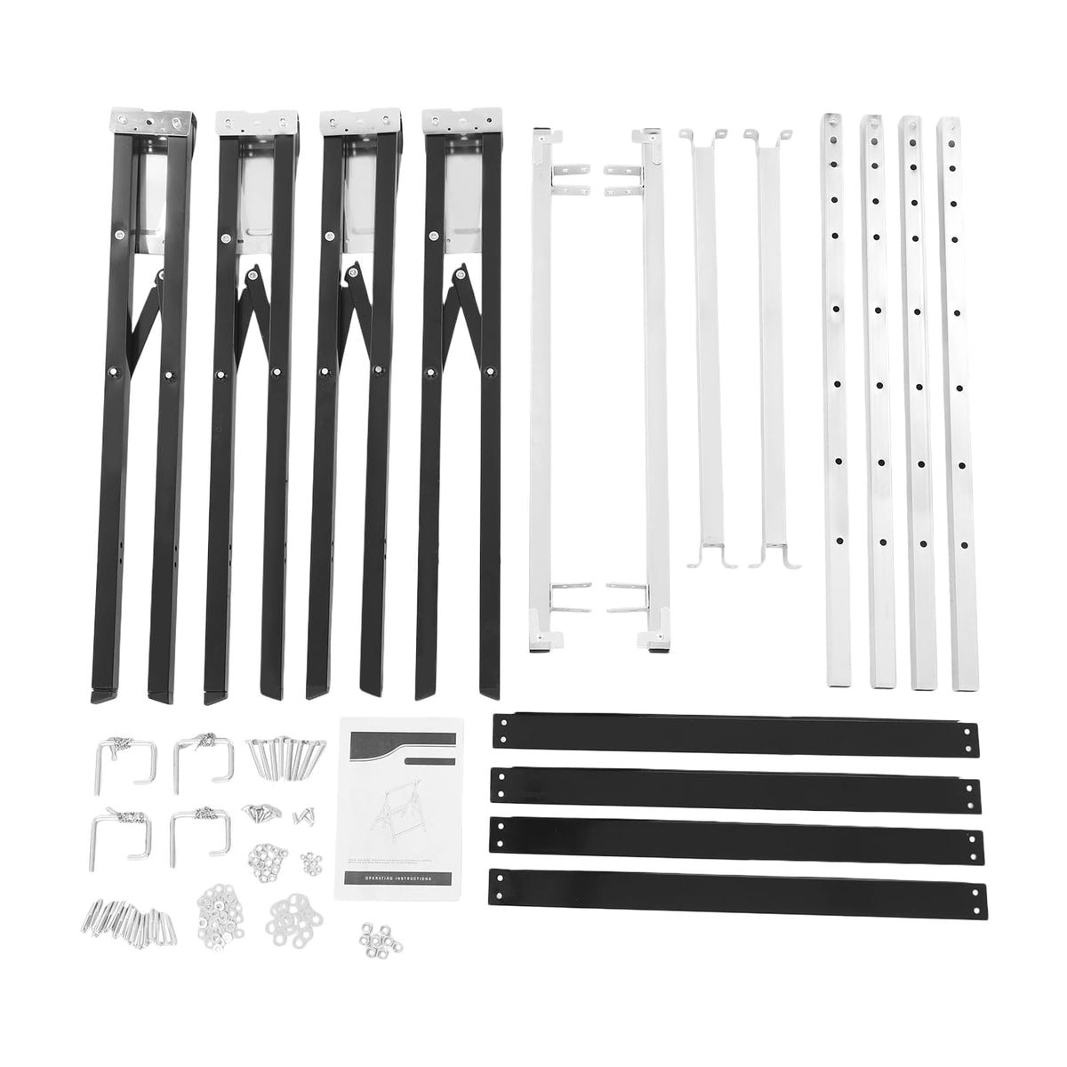 2-Pack Height Adjustable Folding Saw Horses Q195 Steel 220.46lbs Load Capacity Black & Silver G553