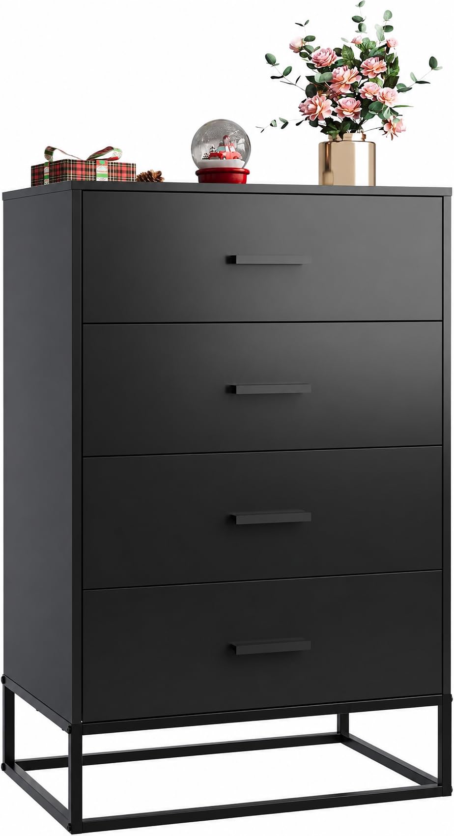Black 4 Drawer Wooden Dresser Q509