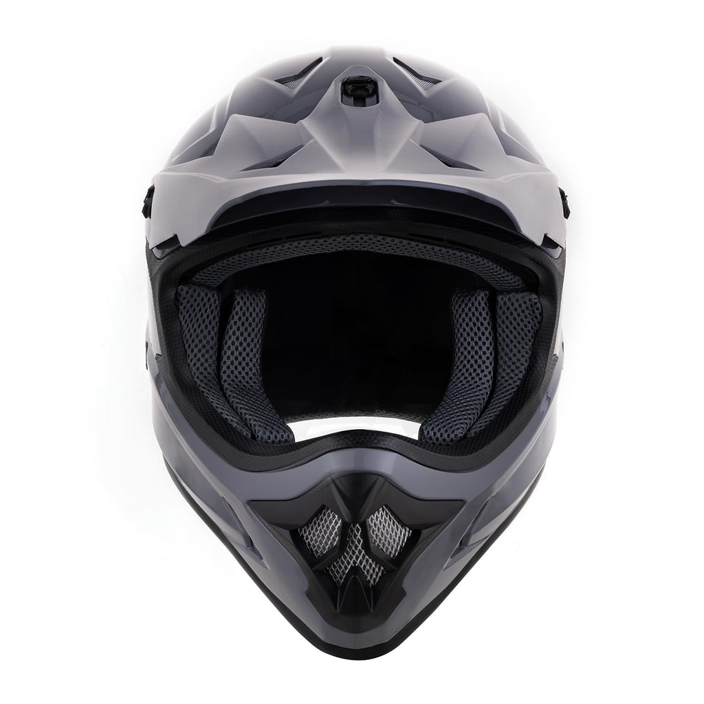Adult ATV Dirt Bike Helmet with Goggles Gloves & Mask Adjustable Sun Visor Motorcycle Off-Road Motocross Downhill Moped MX Gray L J564