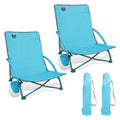 2 Pack Blue Low Beach Chair with Cup Holder and Carry Bag K523