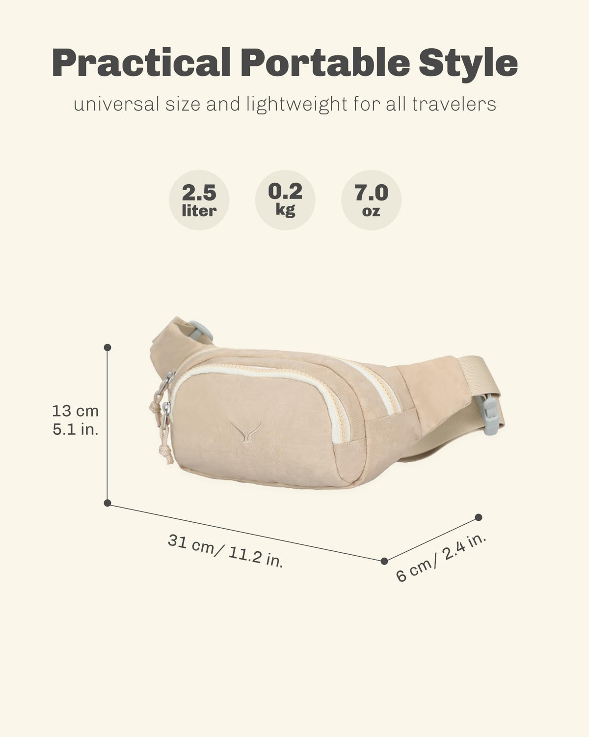 Rolling Backpack with Wheels 43L with Waist Pack Beige G170096