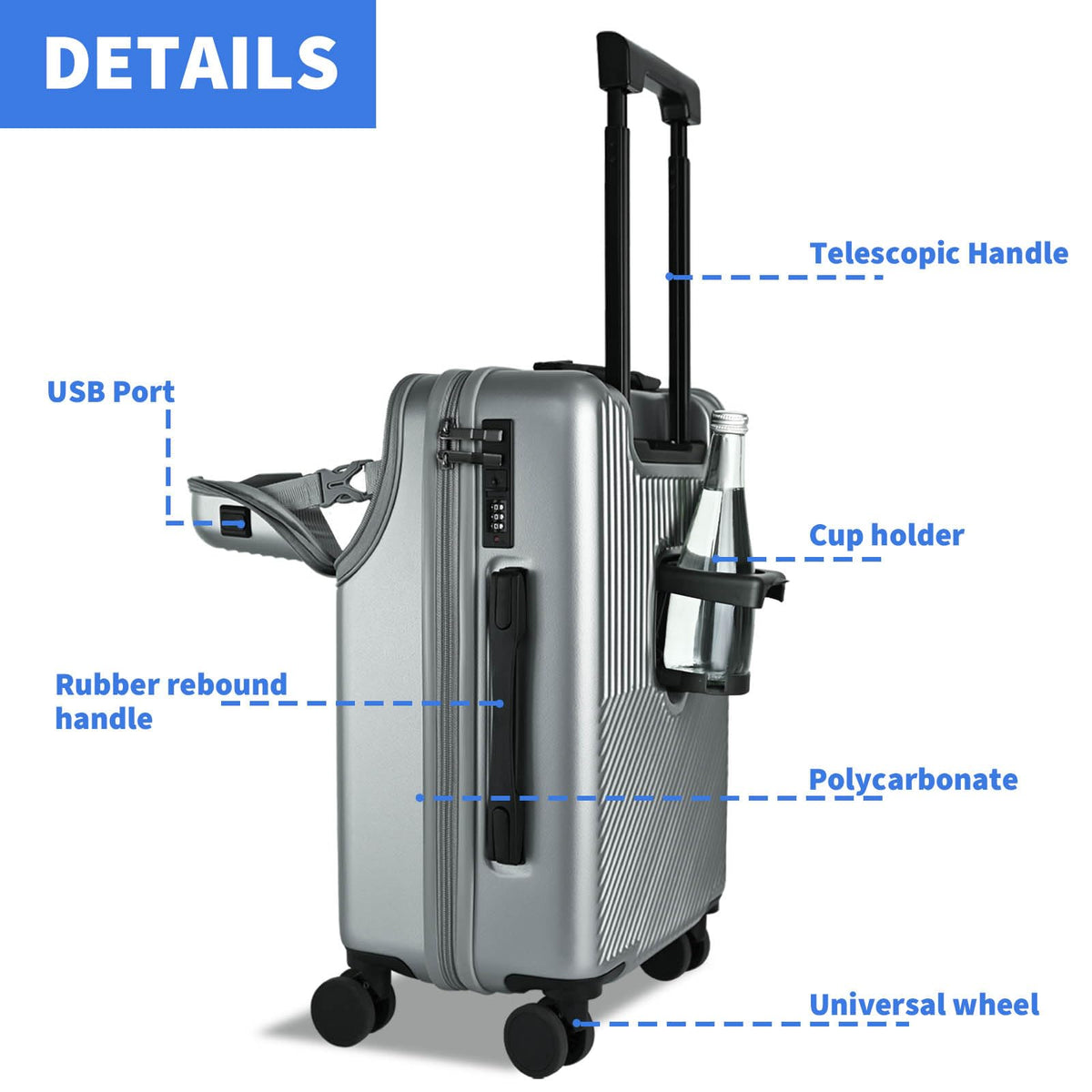 20 inch Hardshell PC Carry on Luggage with Wheels O8238