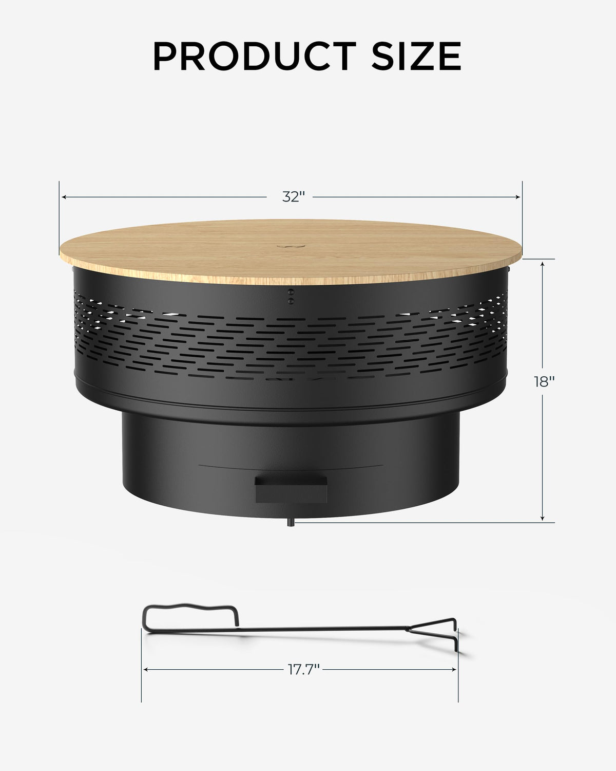 32" Round Wood Burning Fire Pit with Cooking Grill I711243