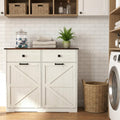 20 Gallon White Wooden Double Tilt Out Trash Can Cabinet with 2 Drawer W492073