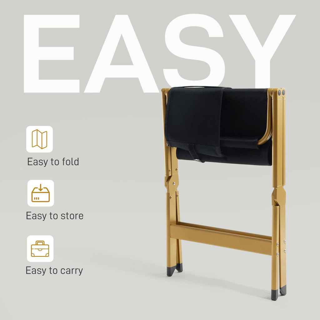 Aluminum Folding Directors Chair 19" Seat Height Black Fabric Golden Frame H8445