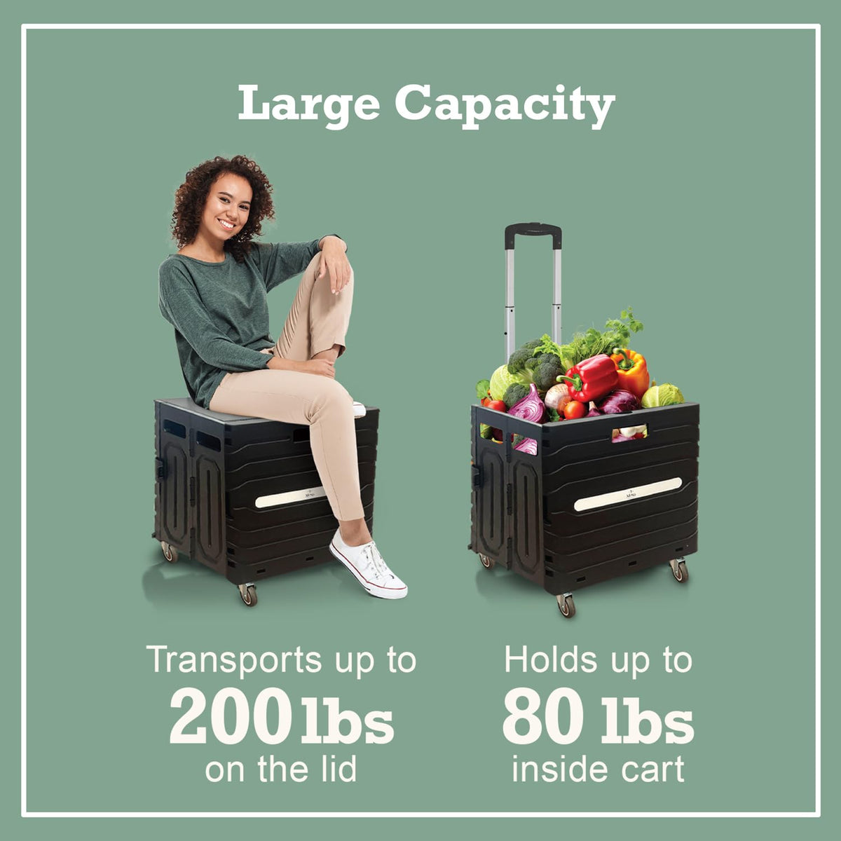 Collapsible Folding Utility Cart with 360° Wheels, Black W79665
