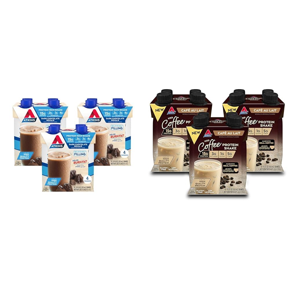 Dark Chocolate Protein Shake & Iced Coffee Protein Shake, 15g Protein, 12 Count I267185