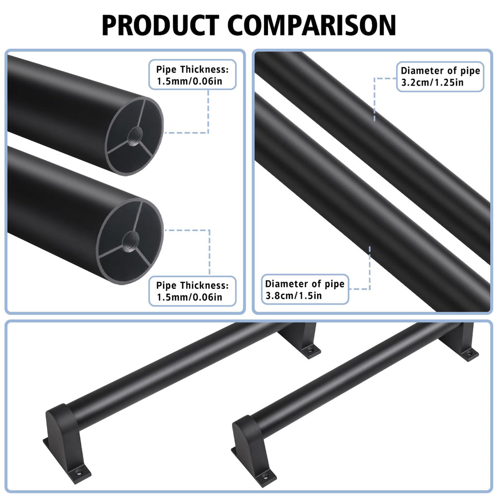 Black Aluminum 1.5" Pipe Stair Handrail 5ft A8338