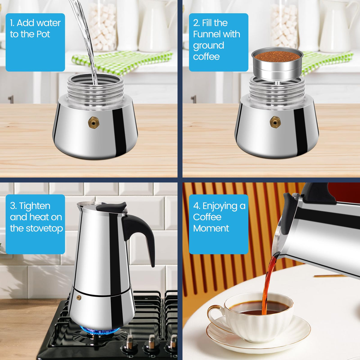 12 Cup Stainless Steel Moka Pot V81199
