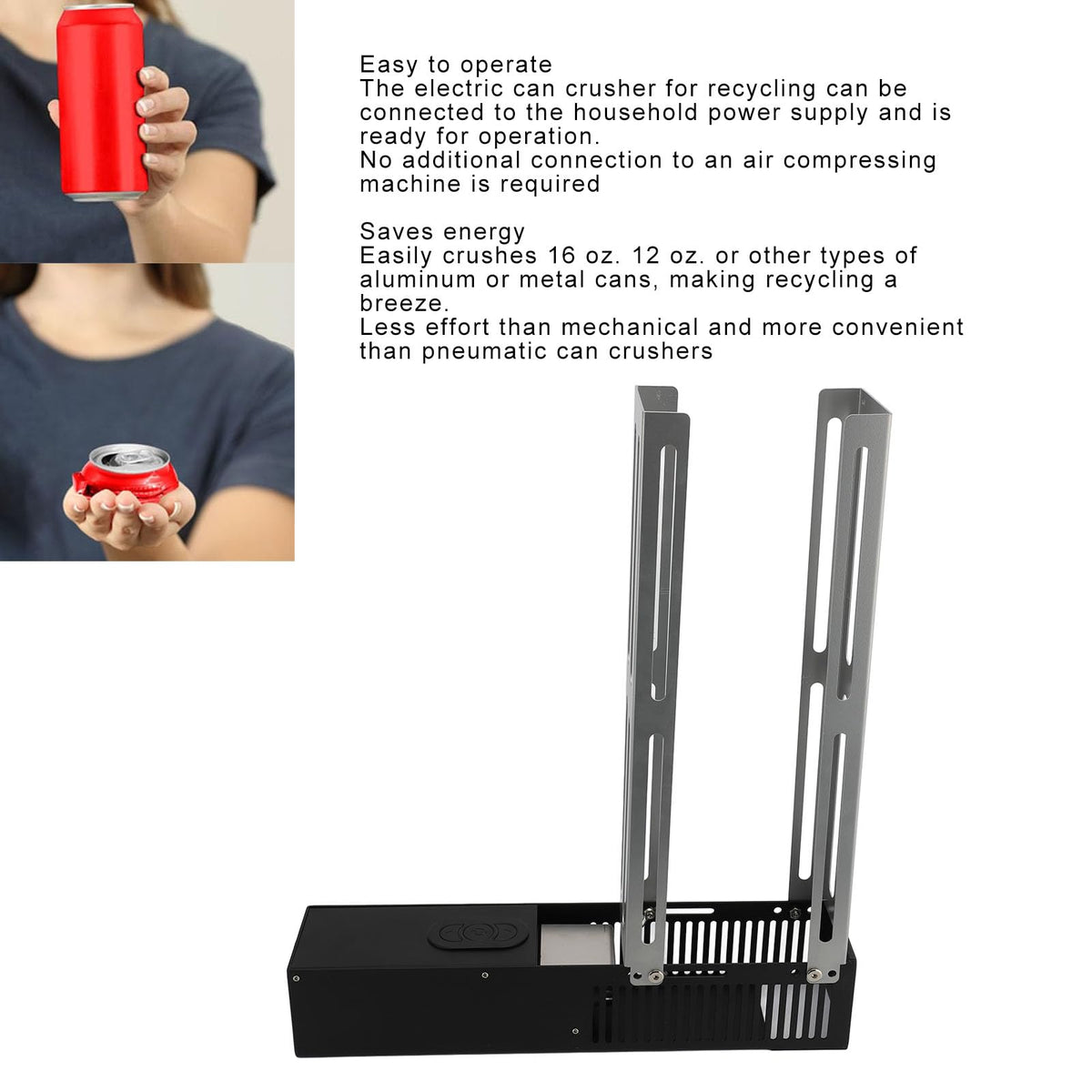 16oz & 12oz Stainless Steel Wall Mounted Can Crusher Q8071