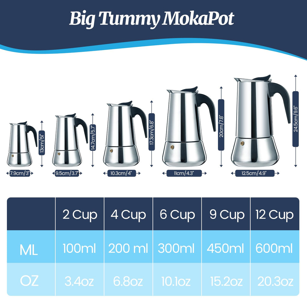 12 Cup Stainless Steel Moka Pot V81199