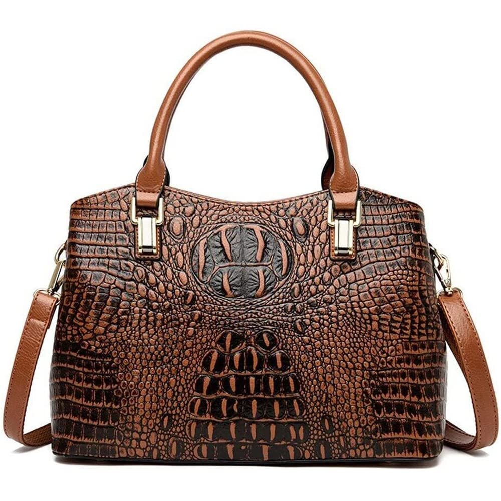 Crocodile Leather Satchel Handbag with Shoulder Strap I82653