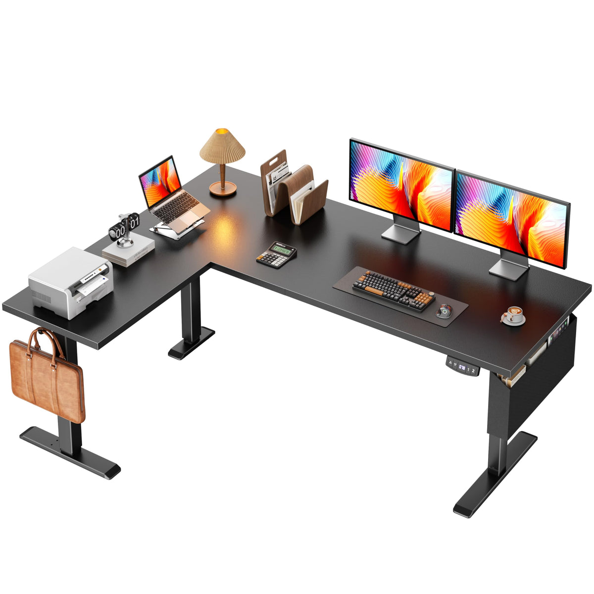 63" L Shaped Height Adjustable Standing Desk M7695