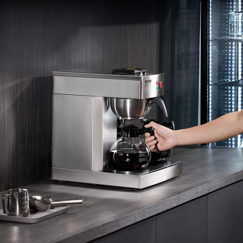 12 Cups Commercial Drip Coffee Maker with 3 Glass Carafes and Warmer Plates R612