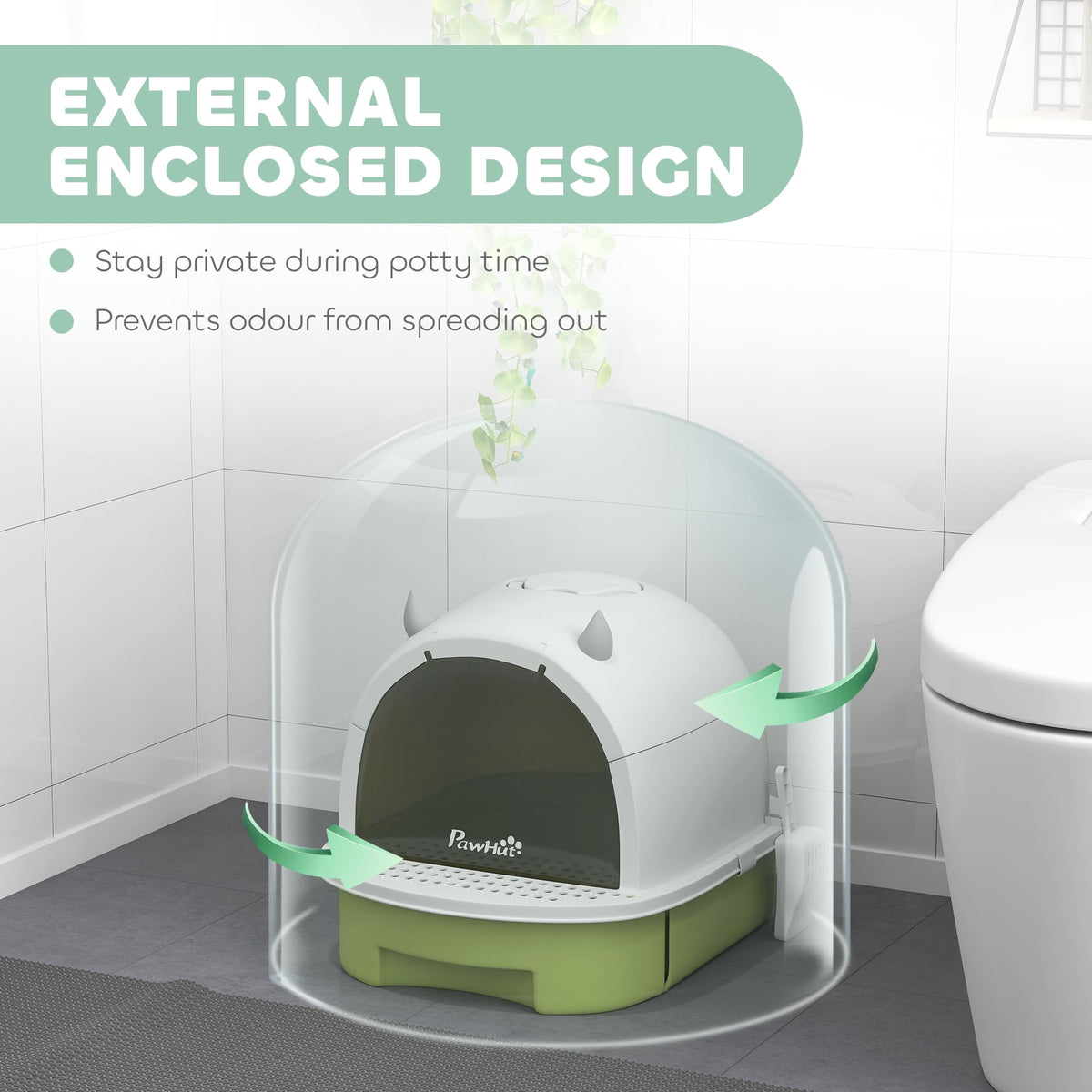 Covered Cat Litter Box with Lid and Scoop L522