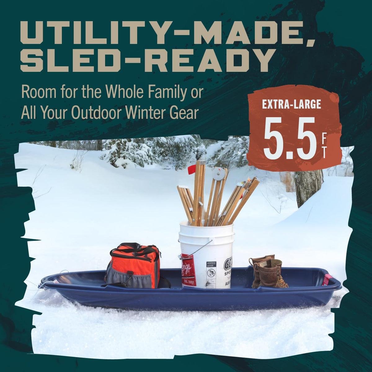 5.5 Ft 3-Person Heavy-Duty Snow Sled E77640