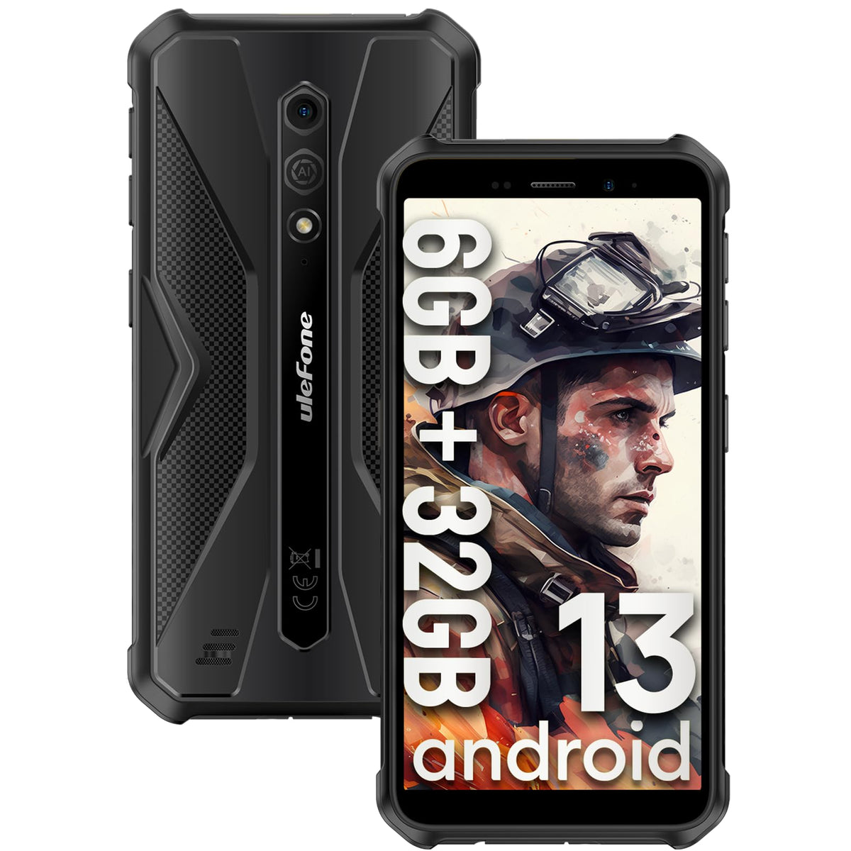 Black Rugged Smartphone I6554