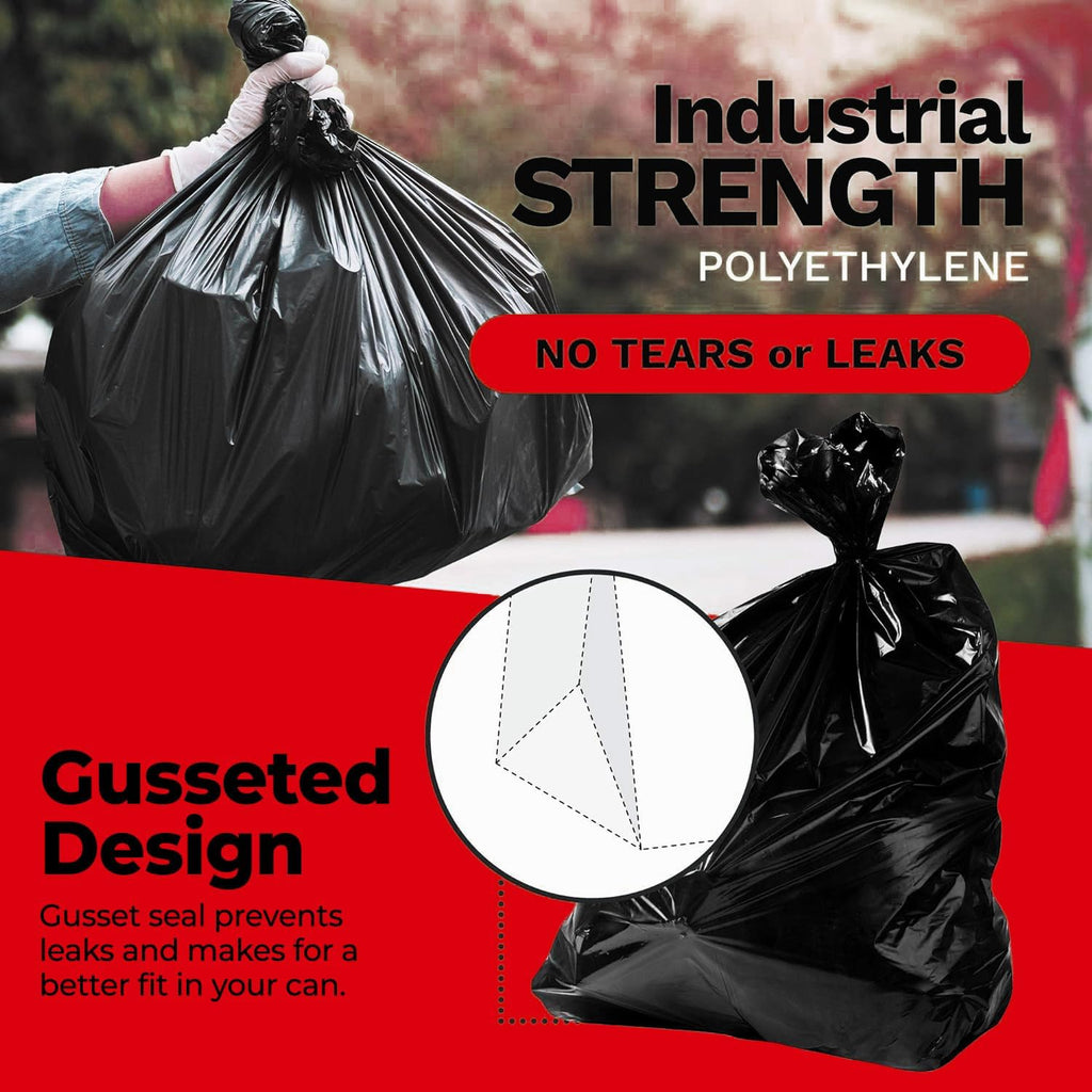 42 Gallon Heavy Duty Black 3 Mil Trash Bags, 50 Count L45885