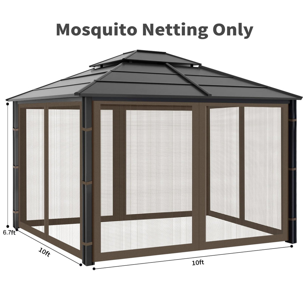 10x10 ft Coffee Gazebo Replacement Mosquito Netting J741
