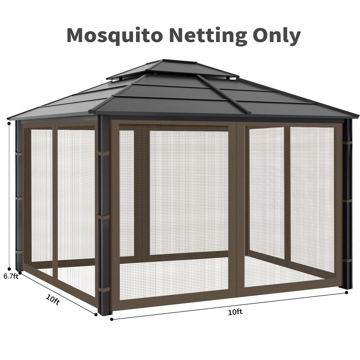 10x10 ft Coffee Gazebo Replacement Mosquito Netting J741