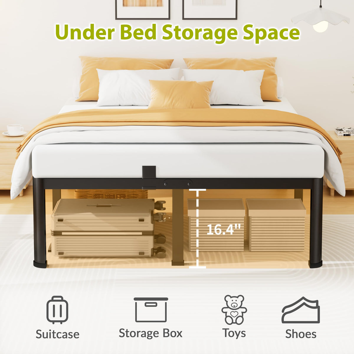 18 Inch Queen Size Metal Platform Bed Frame Z834401