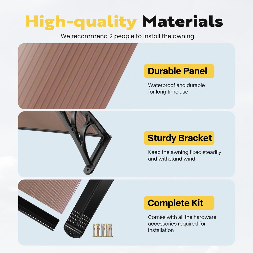 Polycarbonate Window Door Awning Brown 38 Inch x 78 Inch J70344