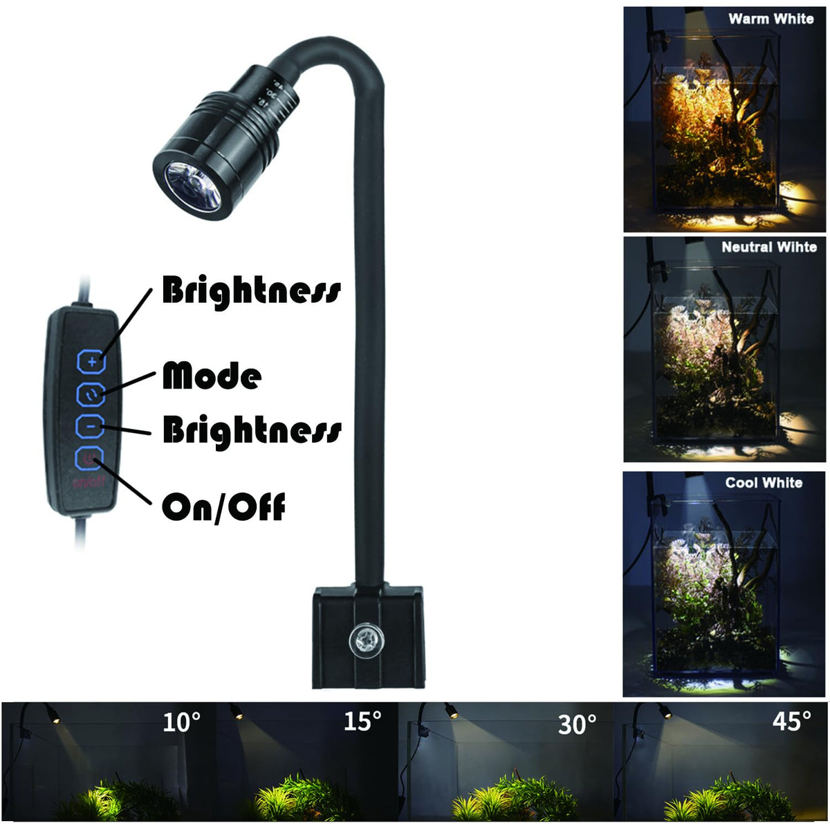 1.5 Gallon Glass Fish Tank Kit with Filter and LED Light R316