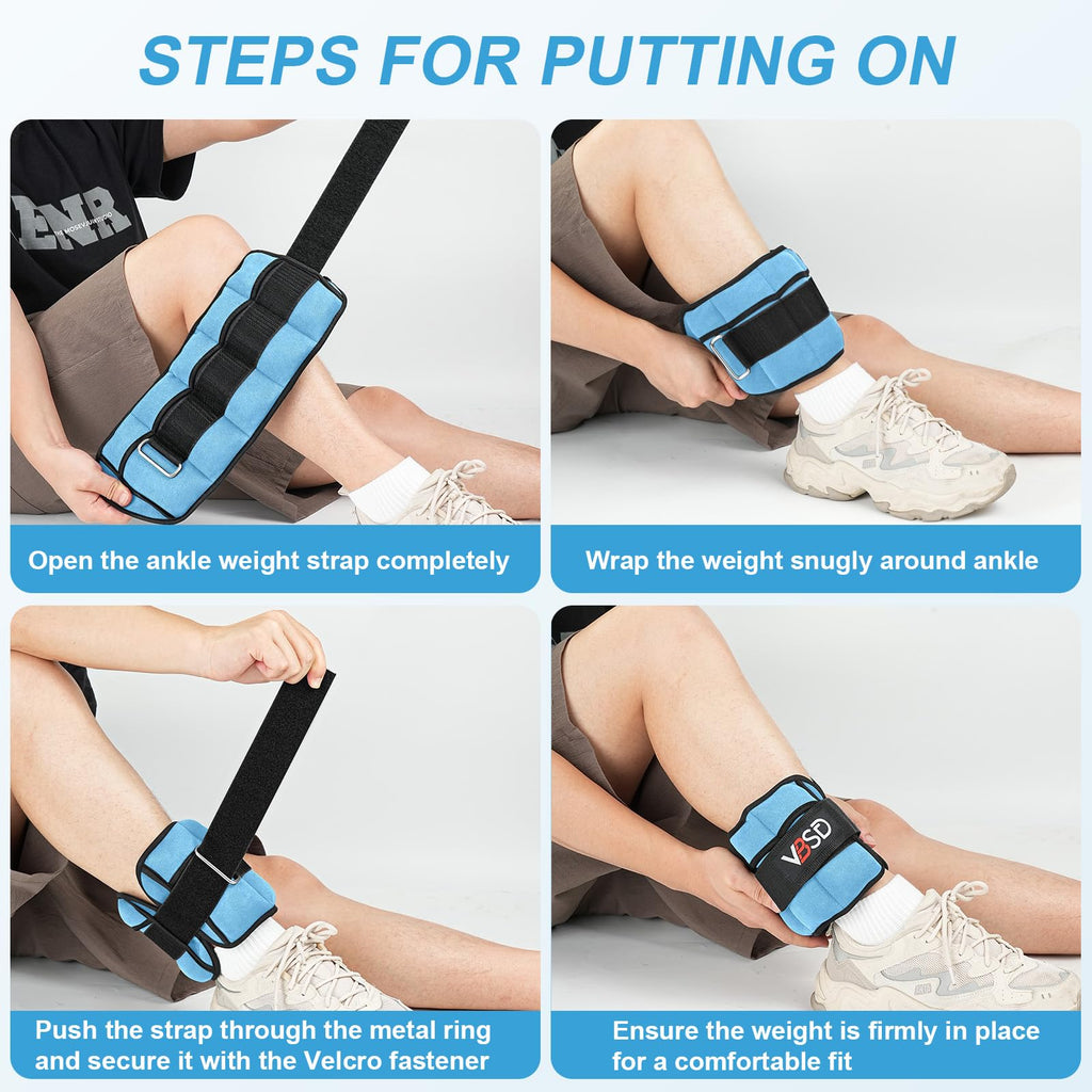 Adjustable Ankle Weights 10lb 1 Pair Blue B731