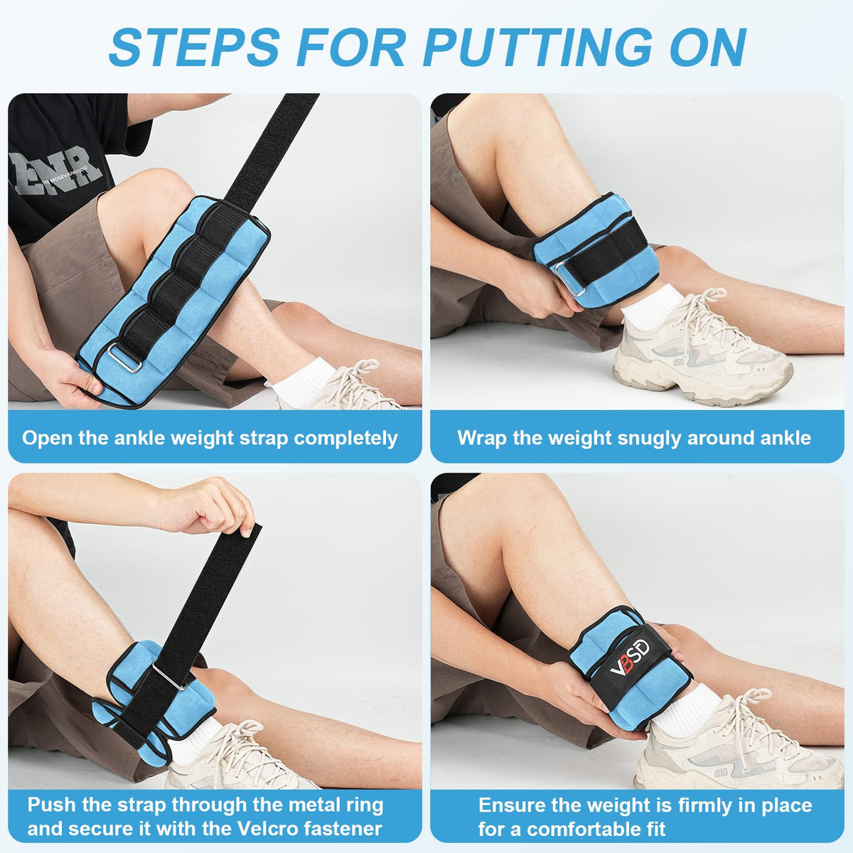 Adjustable Ankle Weights 10lb 1 Pair Blue B731