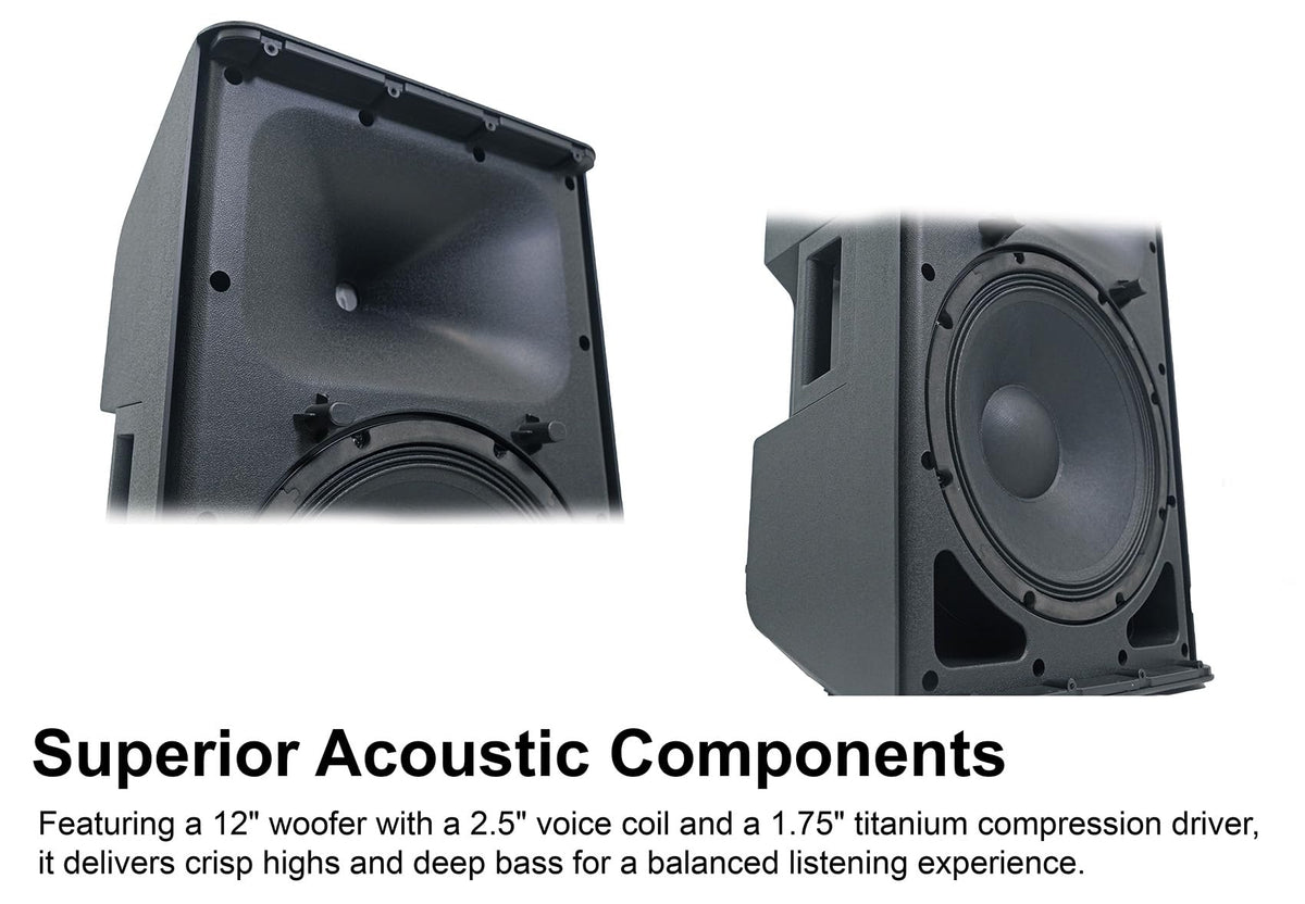 12" Powered DJ PA Speaker Pair with Stands E96796
