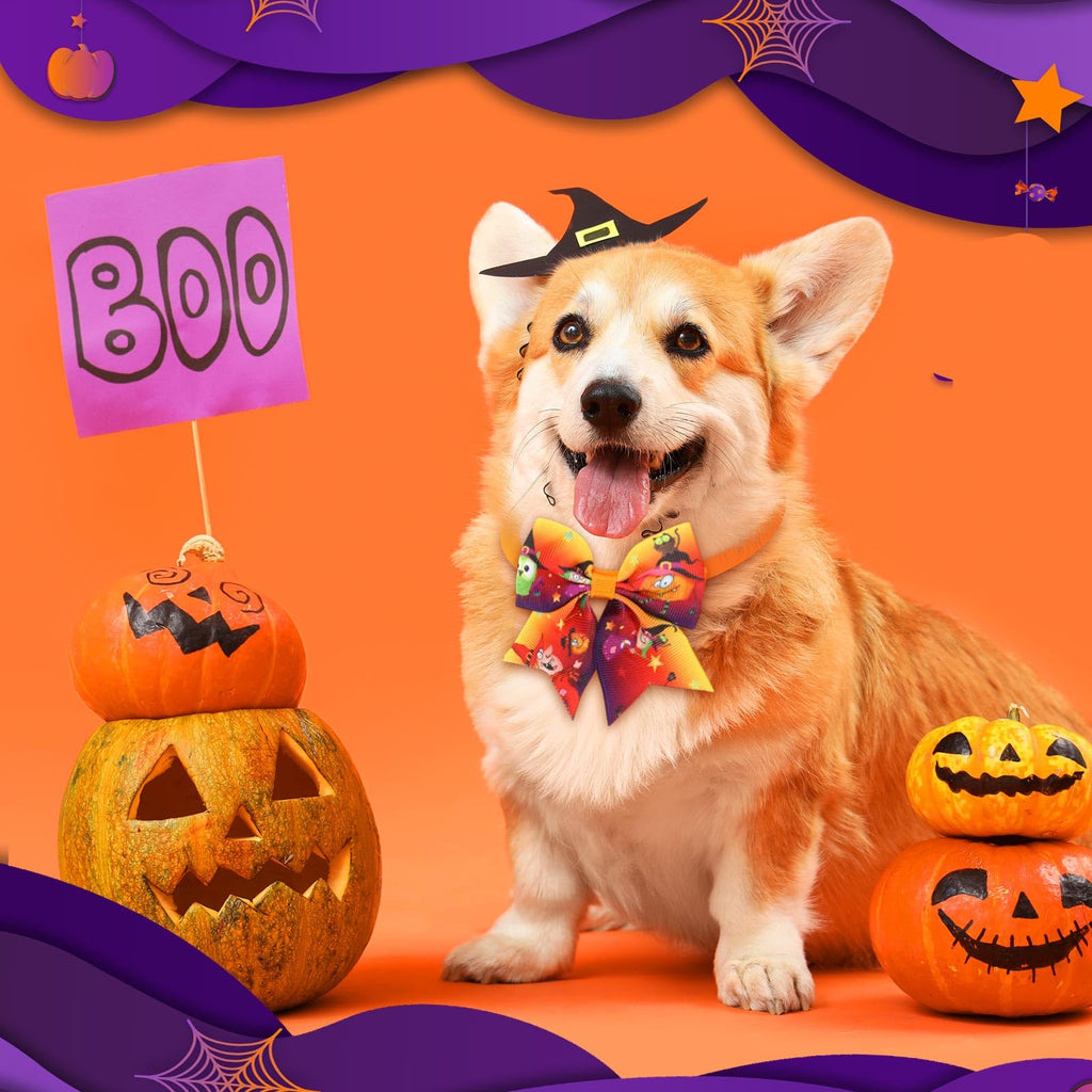 240 Pcs Halloween Dog Bows Tie Collars K677