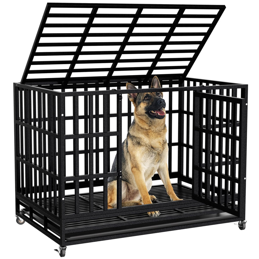 48 Inch Heavy Duty Dog Crate Kennel with Wheels D9857